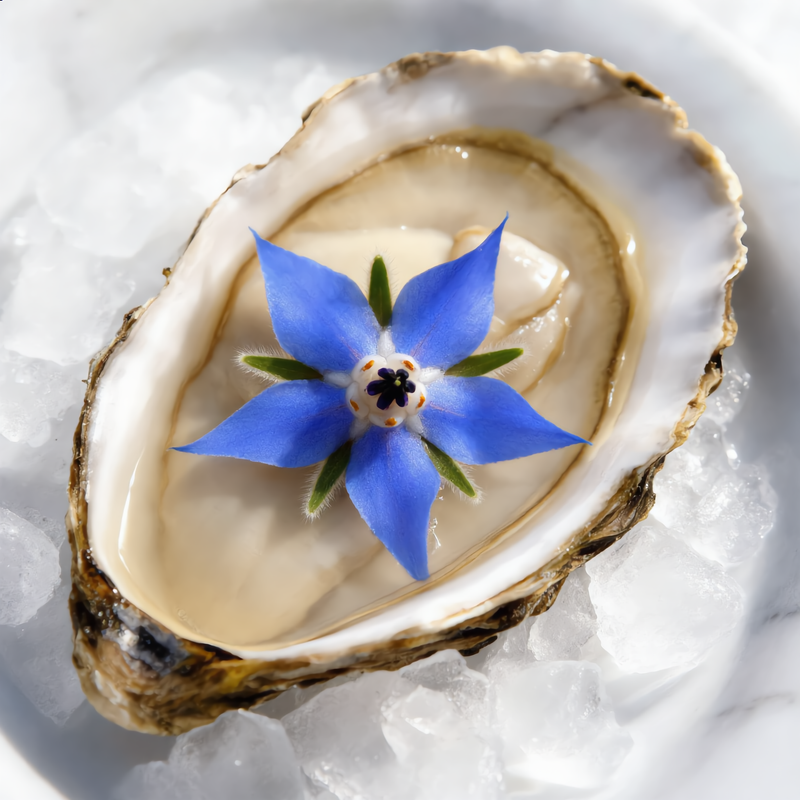 Fiore di borragine: la nota di mare e cetriolo per crudi e mise en place estive